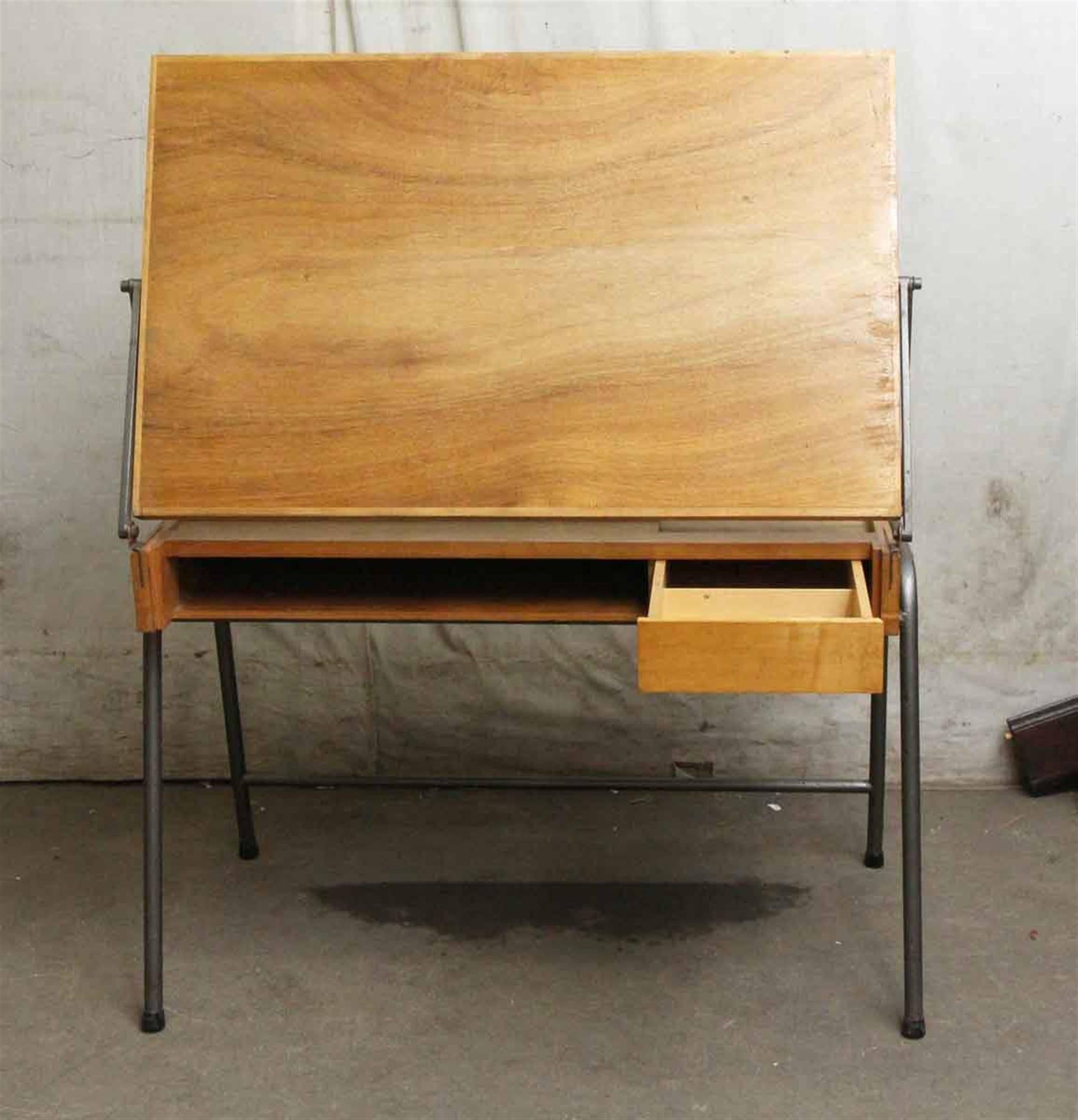 Metal 1960s French Mid-Century Modern Adjustable Drafting Table Desk