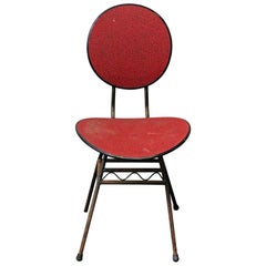 1960s French Mid-Century Modern Black and Red Chair