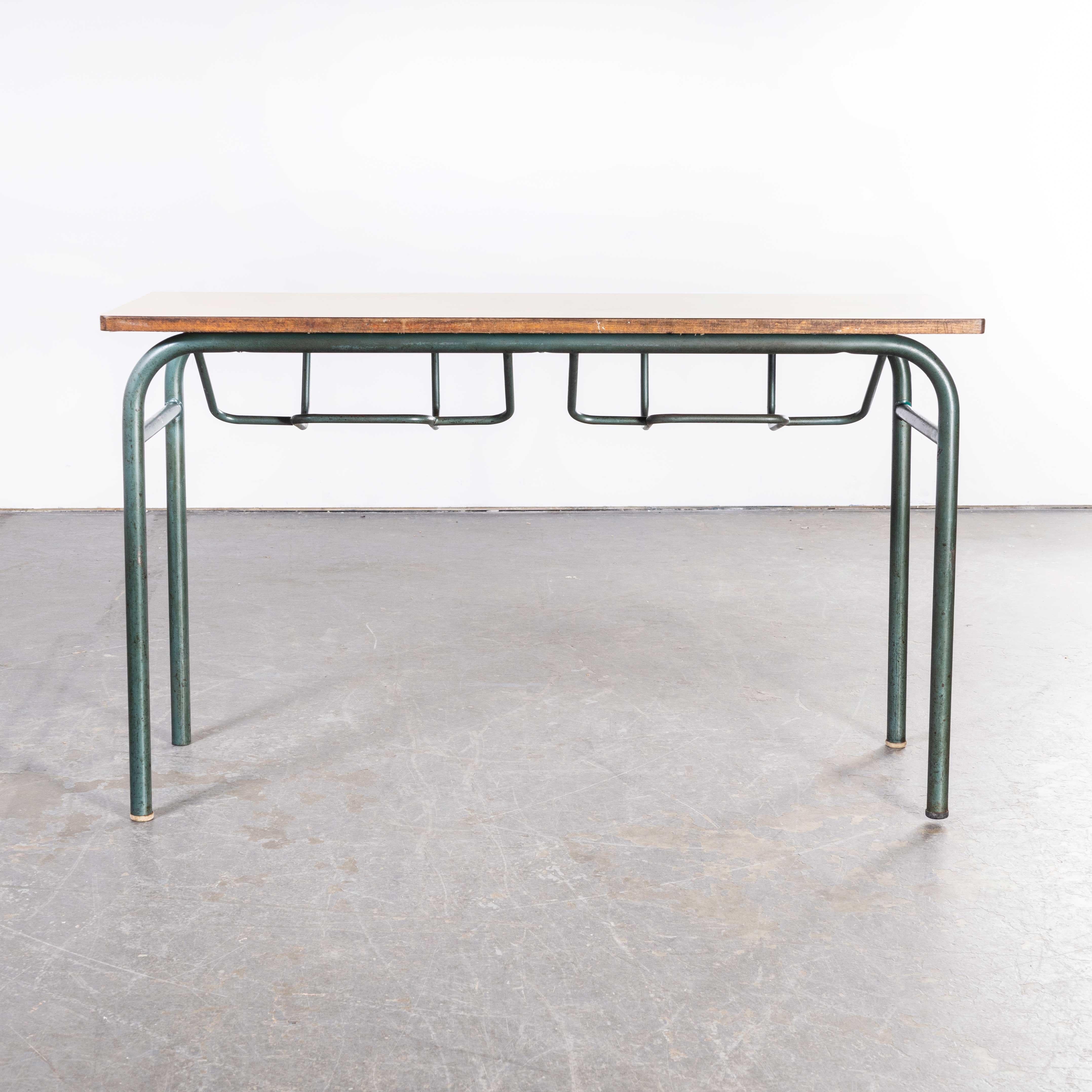 1960’s French mid century Mullca school desk – console table 
1960’s French mid century Mullca school desk – console table. In 1947 Robert Muller and Gaston Cavaillon created the company that went on to develop arguably the most famous French