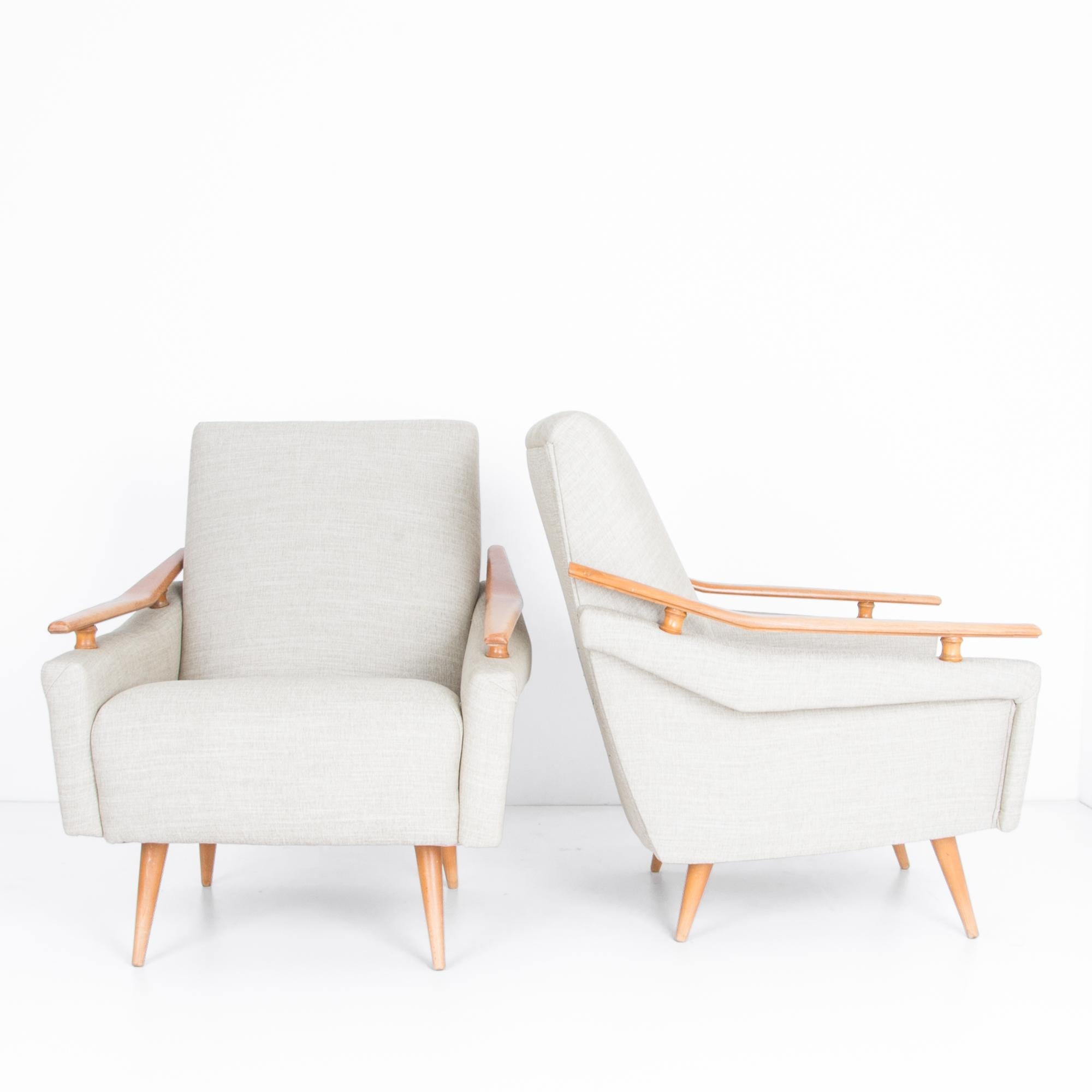 1960s French Mid-Century Modern Armchairs, a Pair In Good Condition In High Point, NC