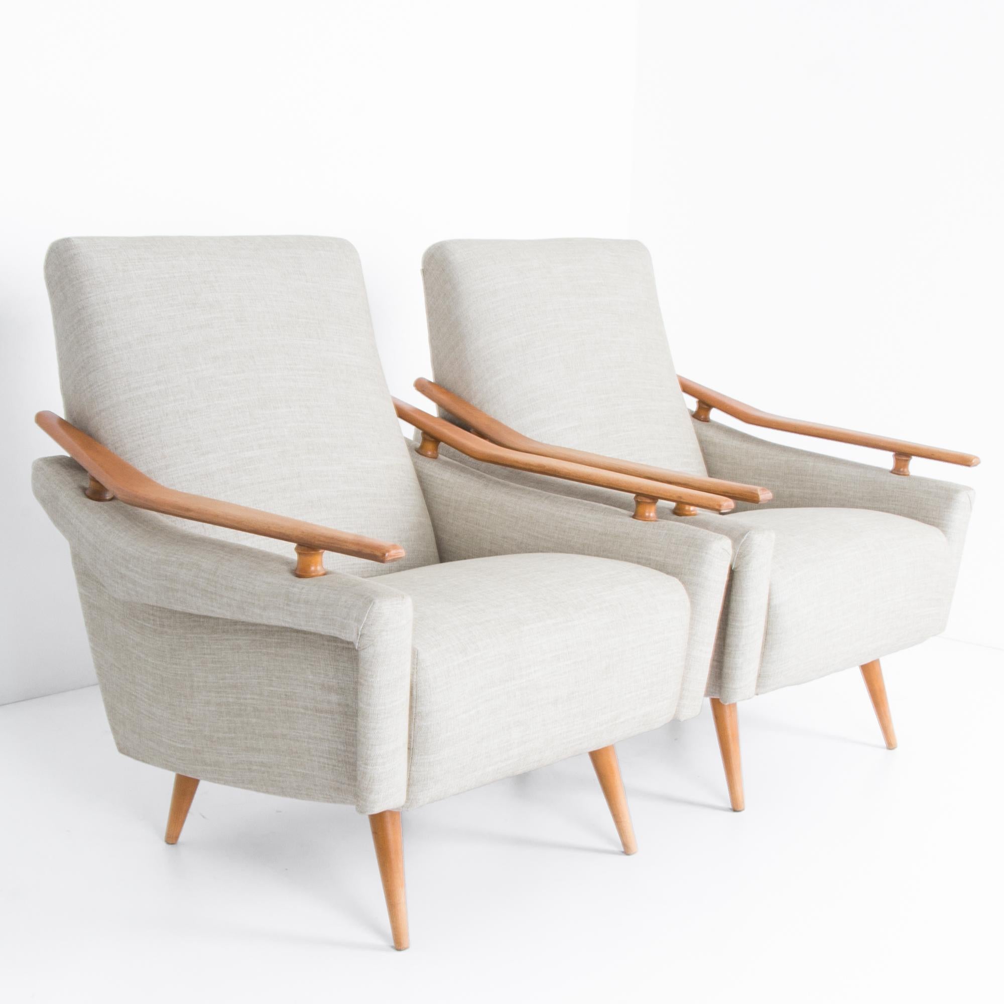 1960s French Mid-Century Modern Armchairs, a Pair 2