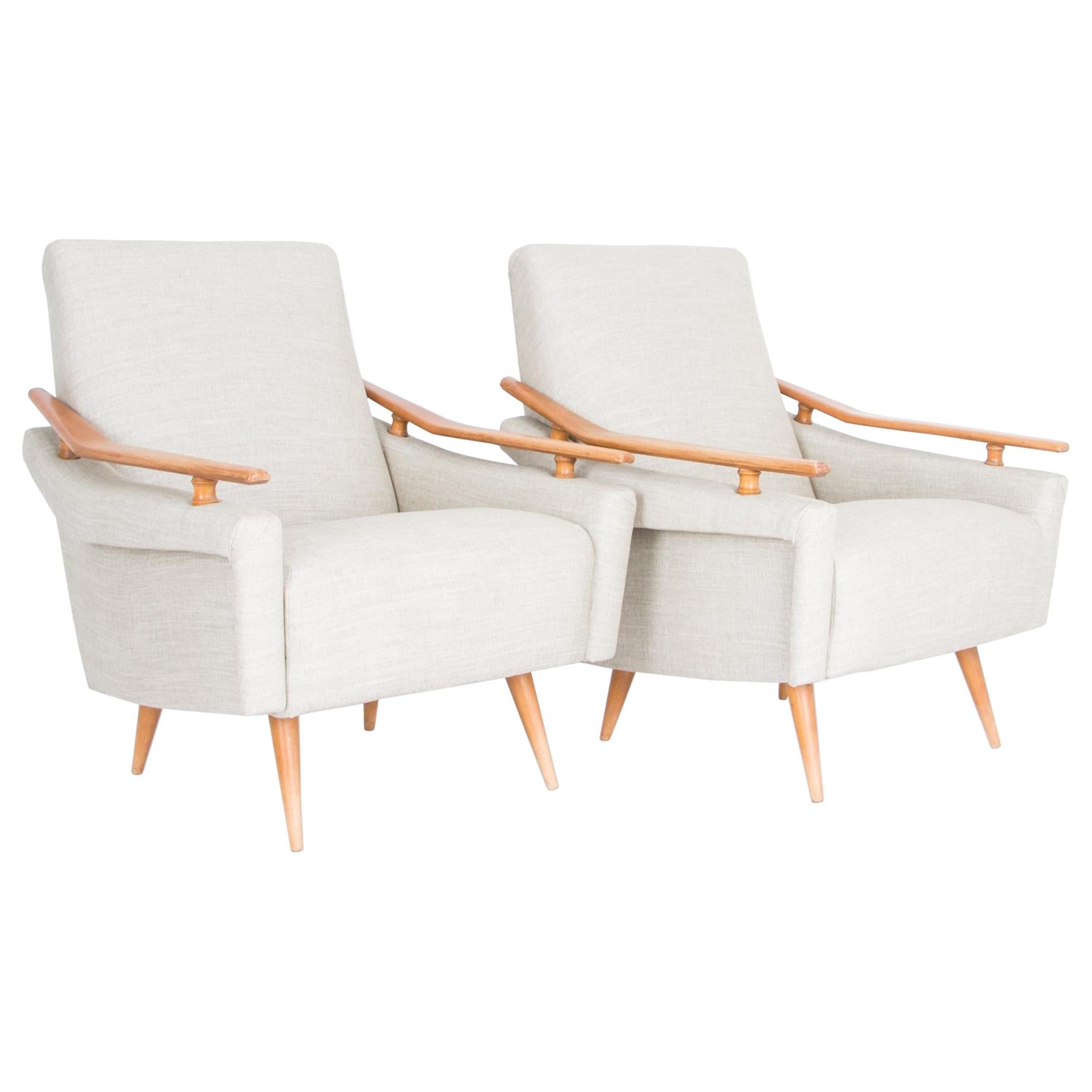 1960s French Mid-Century Modern Armchairs, a Pair