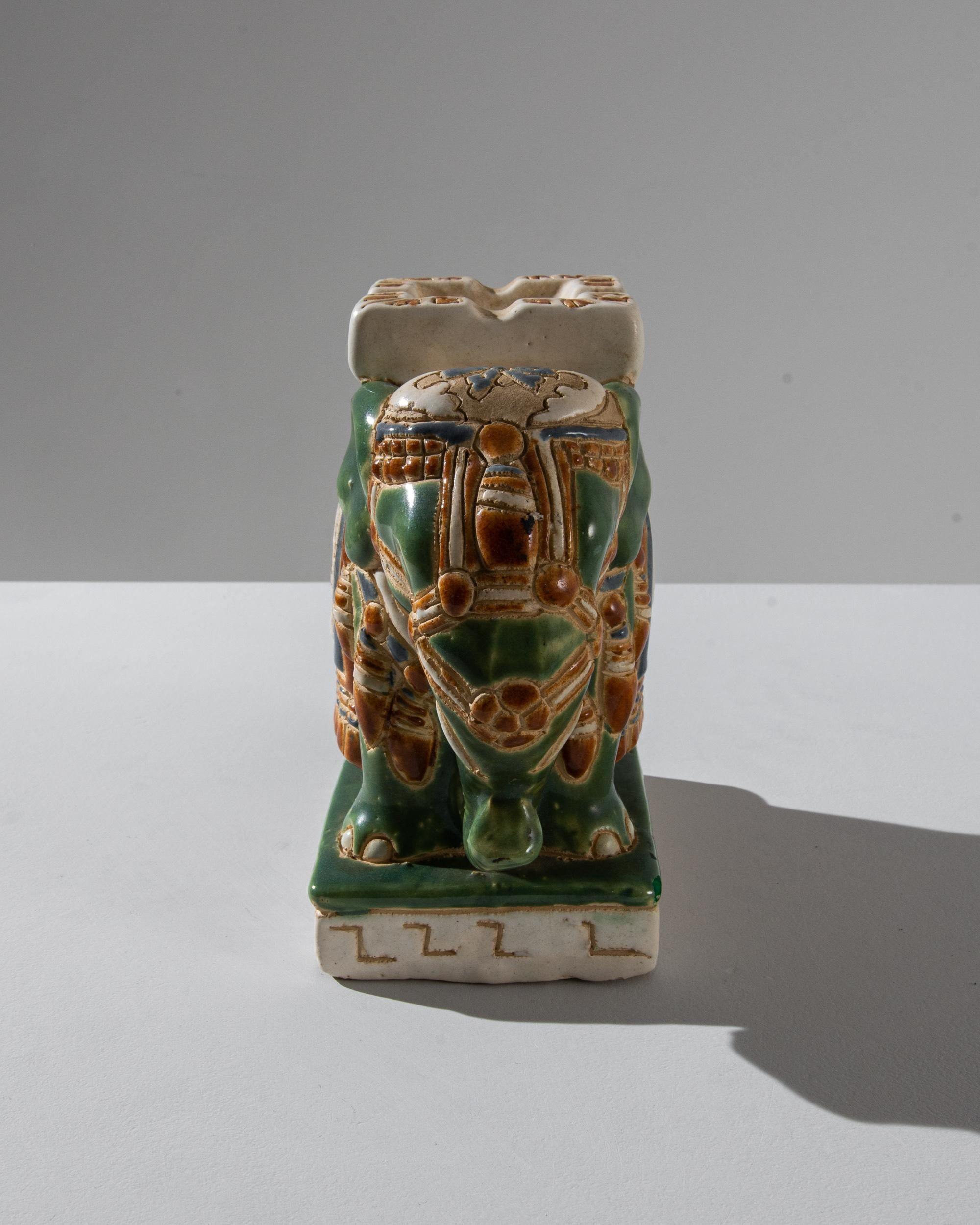 Chinoiserie 1960s French Miniature Ceramic Elephant