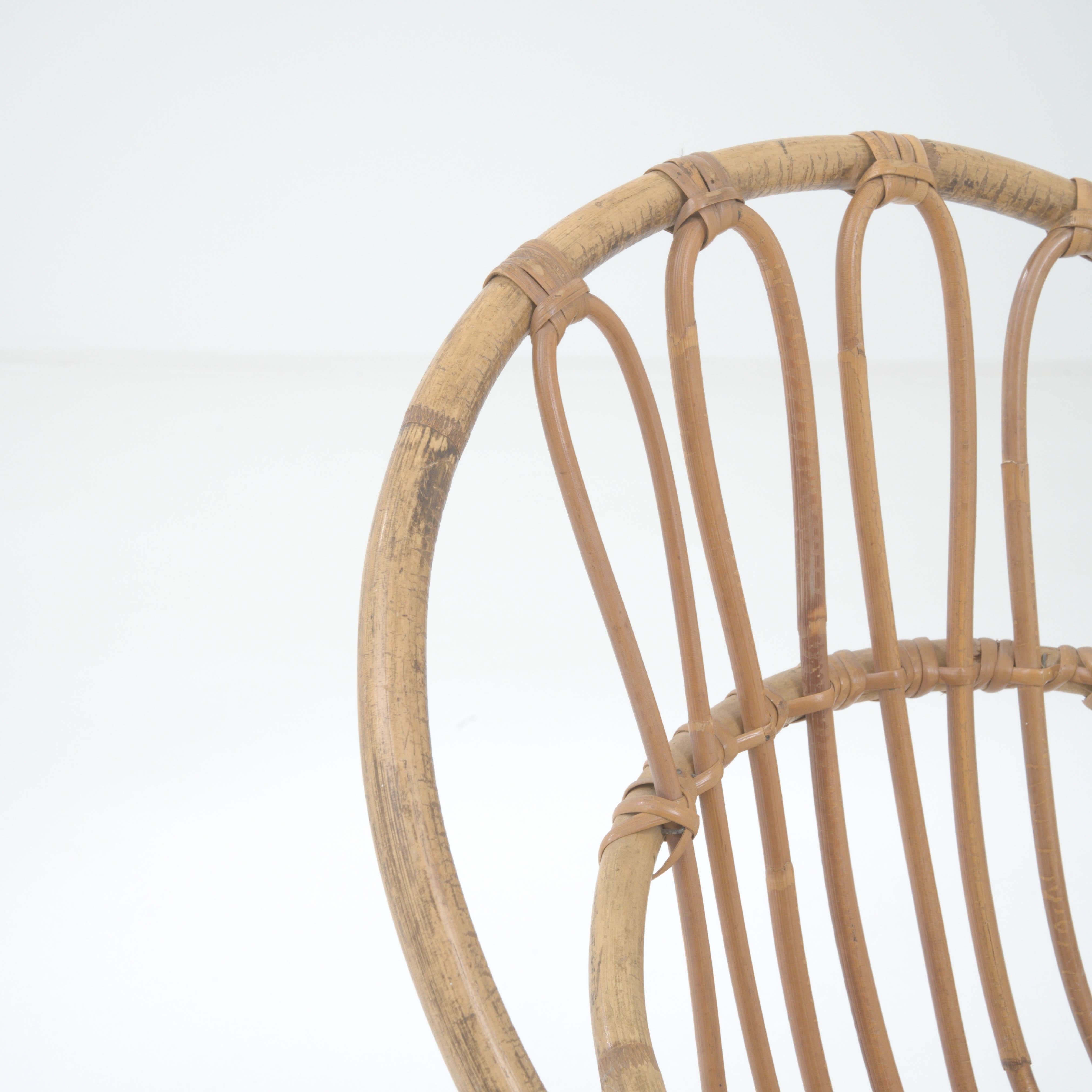 1960s French Miniature Rattan and Metal Armchair 6