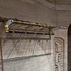 1960s French Brass Coat Hat Rack Shelf Style of Jacques Adnet