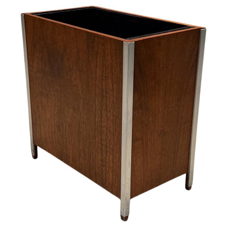 1960s French Modern Walnut Planter Waste Basket Style Bernard Marange