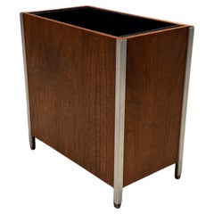 1960s French Modern Walnut Planter Waste Basket Style Bernard Marange