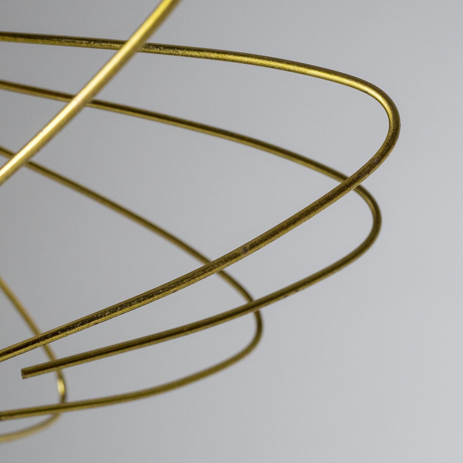 French Modernist Pendant, 1960s, Brass and Satin Glass 5