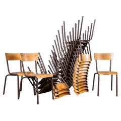1960
s French Mullca Chocolate Frame Simple Stacking Dining Chairs - Good Quanti