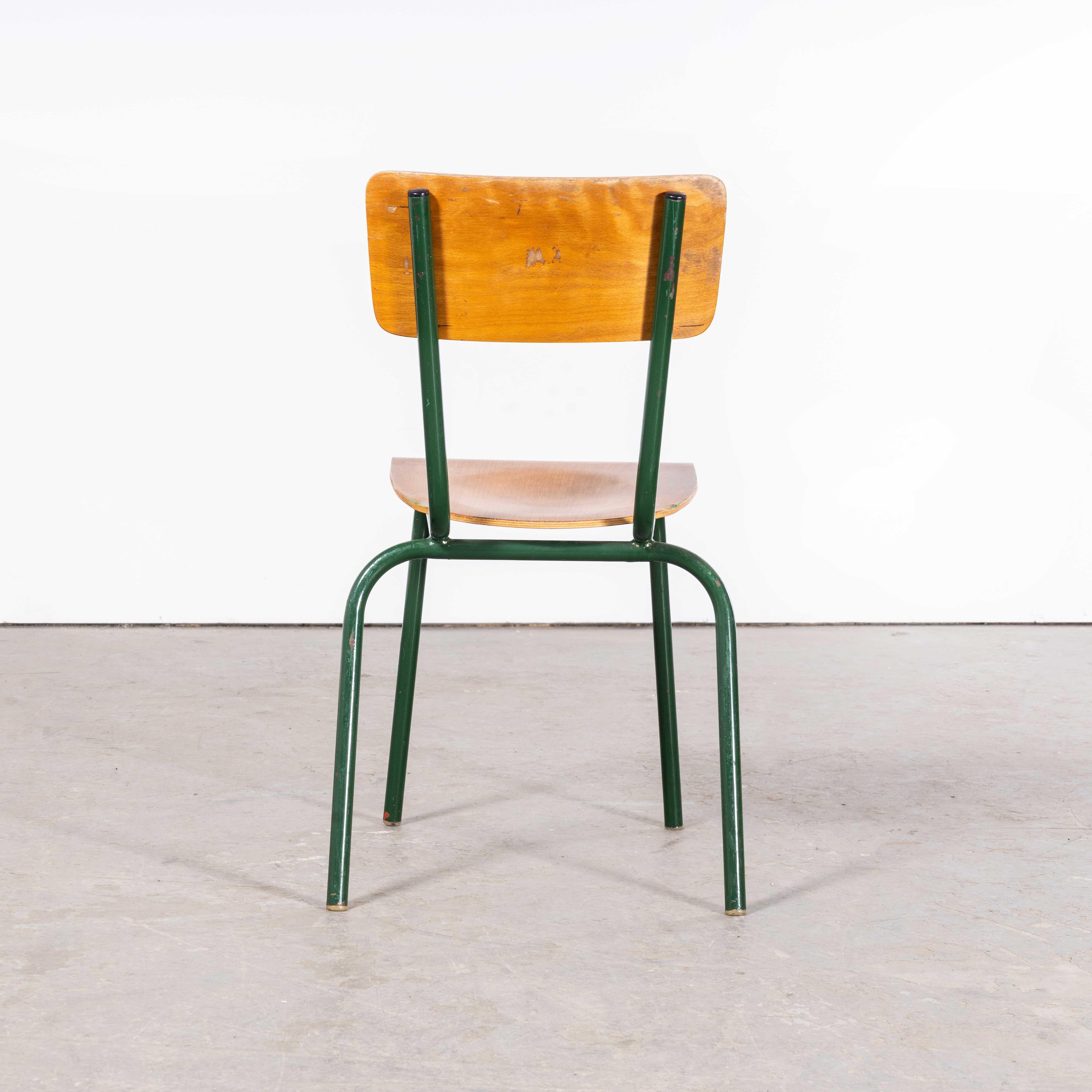 Mid-20th Century 1960's French Mullca Dark Green Simple Stacking Dining Chairs - Set Of Four