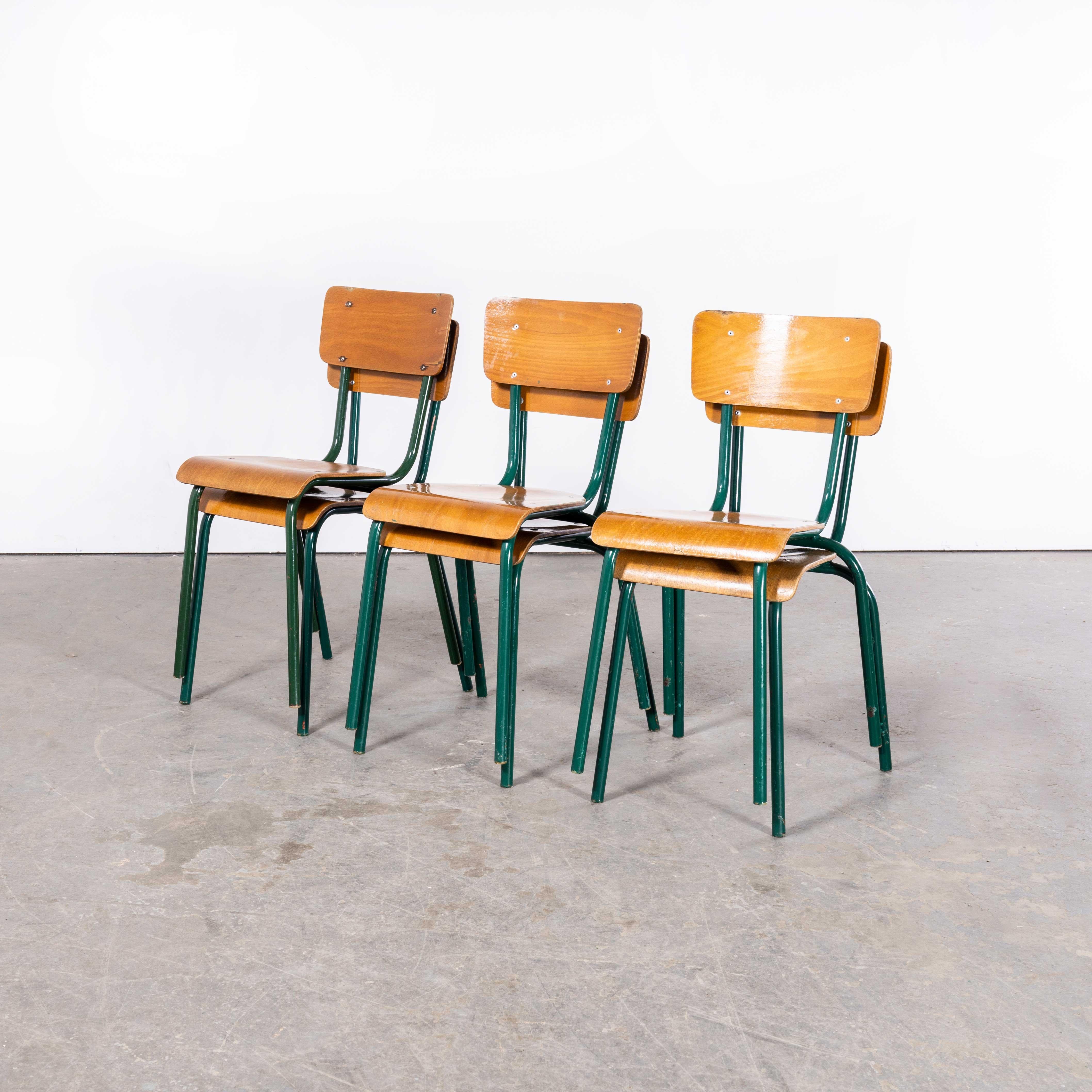 1960's French Mullca Dark Green Simple Stacking Dining Chairs - Set Of Six 8
