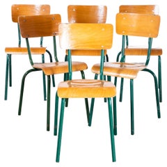 1960's French Mullca Dark Green Simple Stacking Dining Chairs - Set Of Six