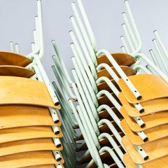 1960's French Mullca Mint Green Simple Stacking Dining Chairs - Large Quantity