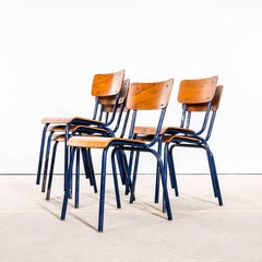 1960’s French Mullca Simple Blue Stacking Dining Chairs