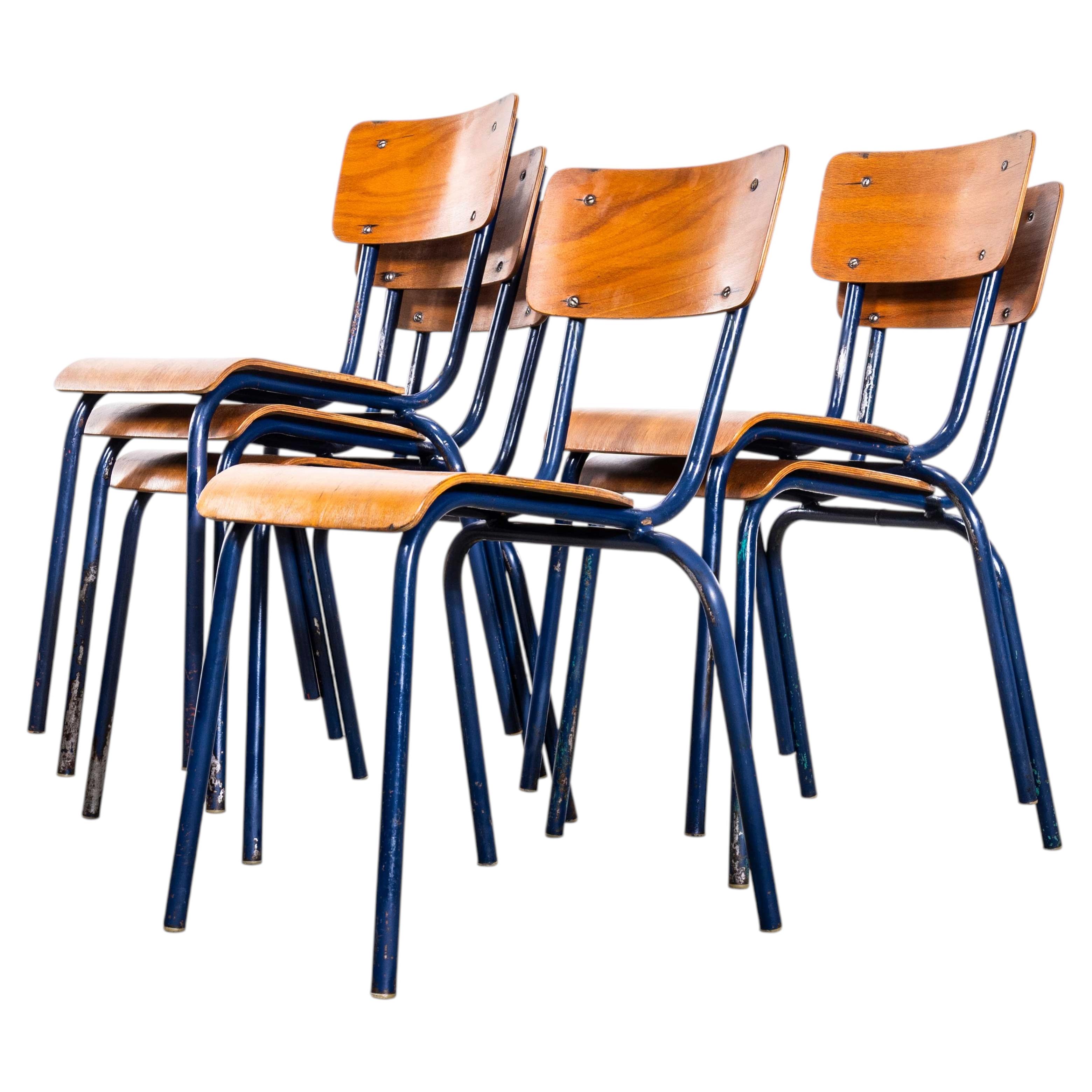 Sillas de Comedor Apilables Francesas Mullca Azul Años 60