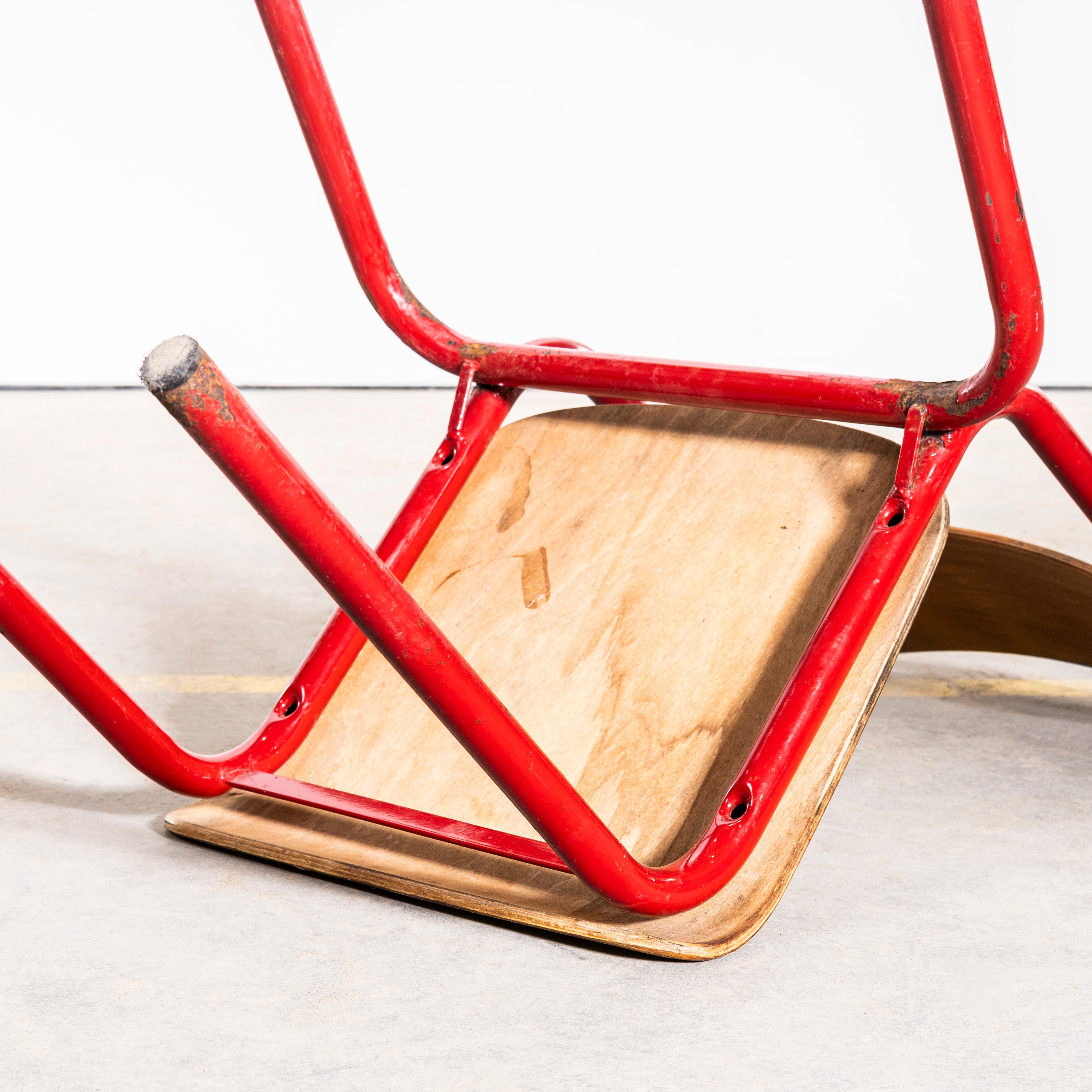 1960’s French Mullca Simple Red Stacking Dining Chairs – Set Of Seven ...
