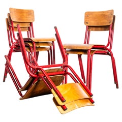 1960’s French Mullca Simple Red Stacking Dining Chairs – Set Of Seven