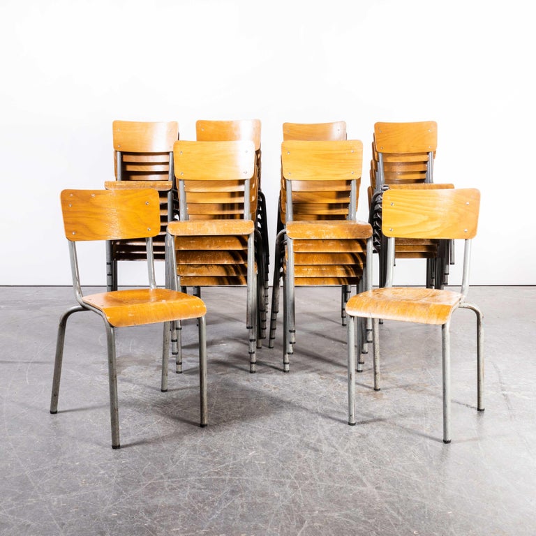 1960’s French Mullca Simple Stacking Dining Chairs Model 511 Grey