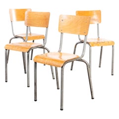 1960’s French Mullca Simple Stacking Dining Chairs Model 511, Grey Silver, Set