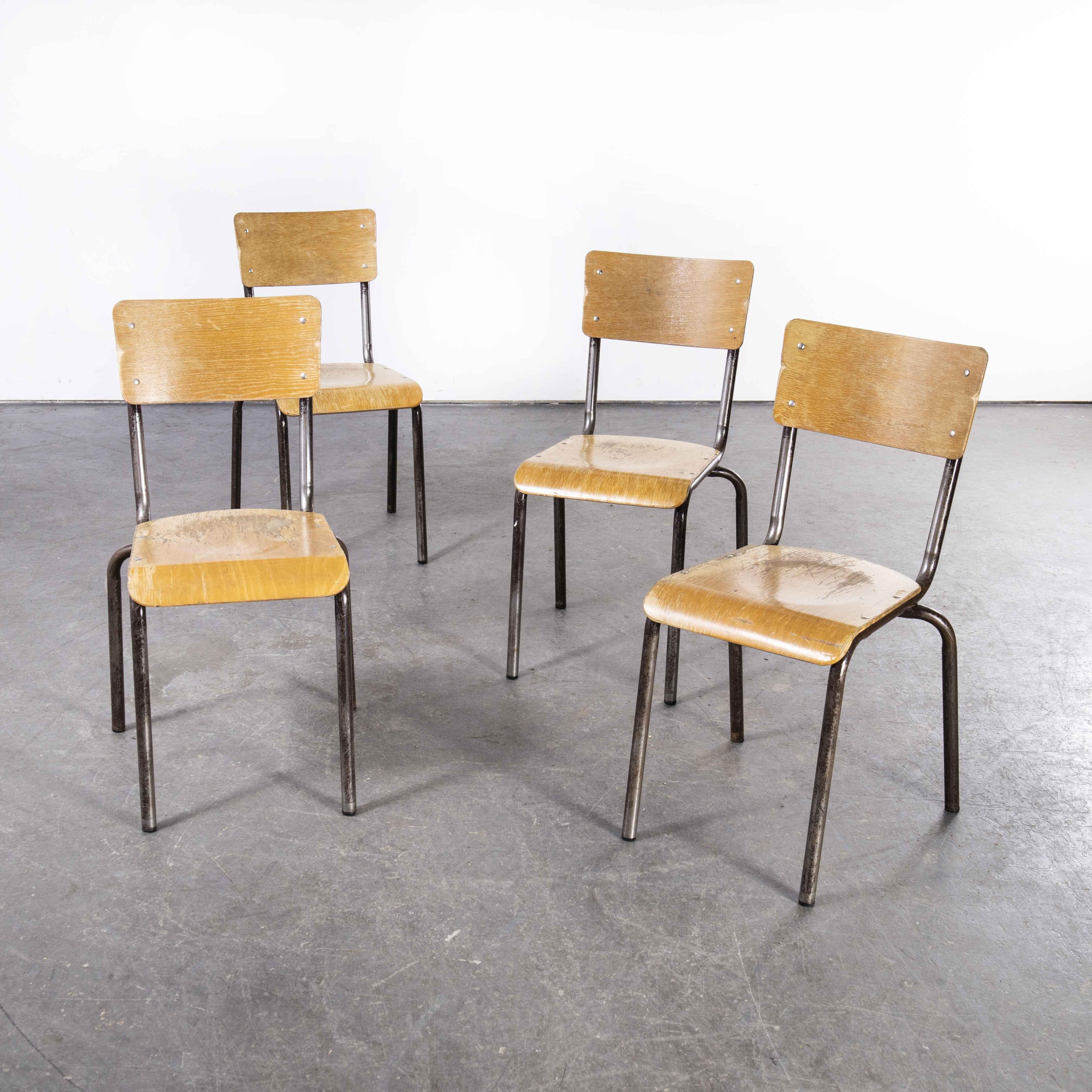 1960's French Mullca Simple Stacking Dining Chairs, Set of Four 1