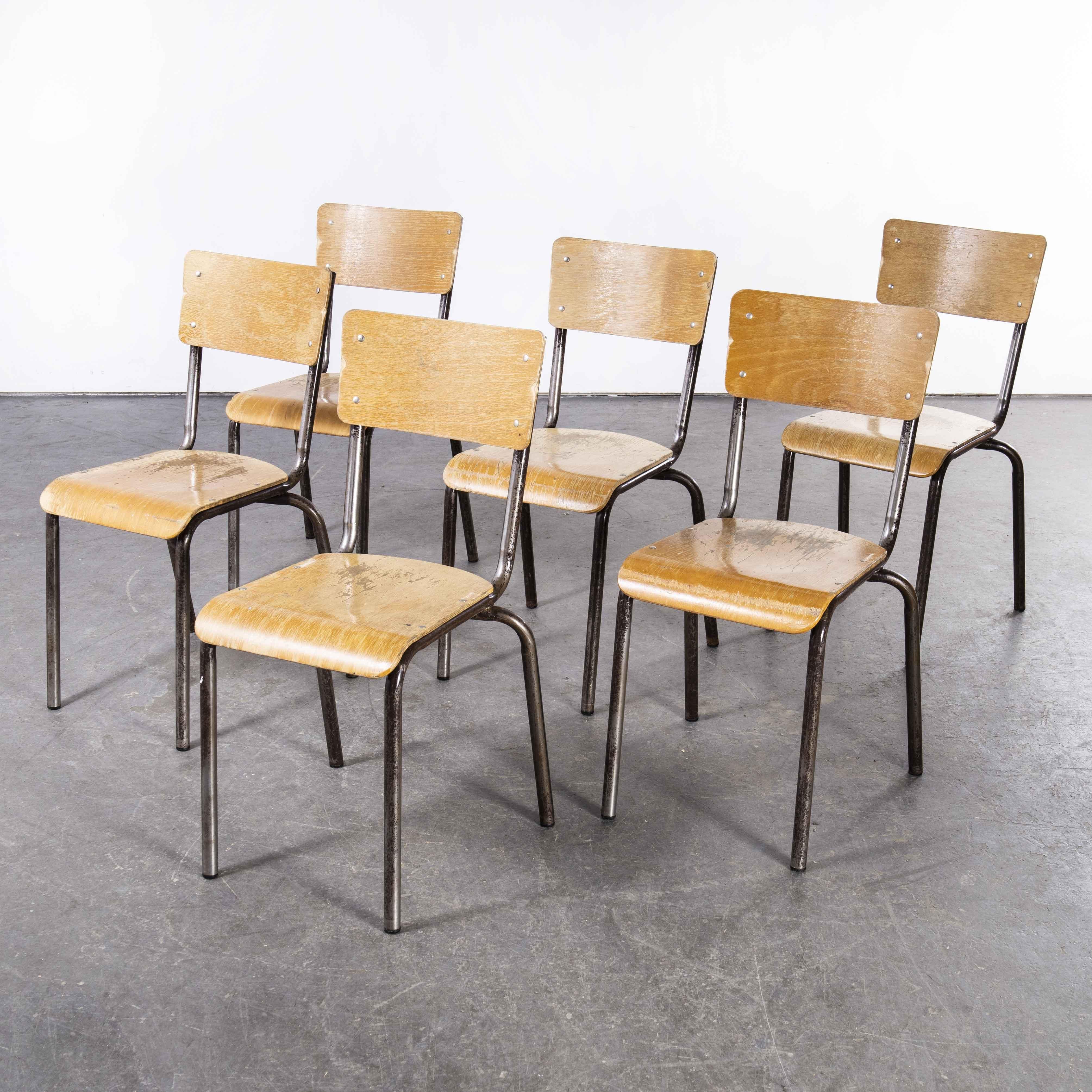 1960's French Mullca Simple Stacking Dining Chairs, Set of Six 1