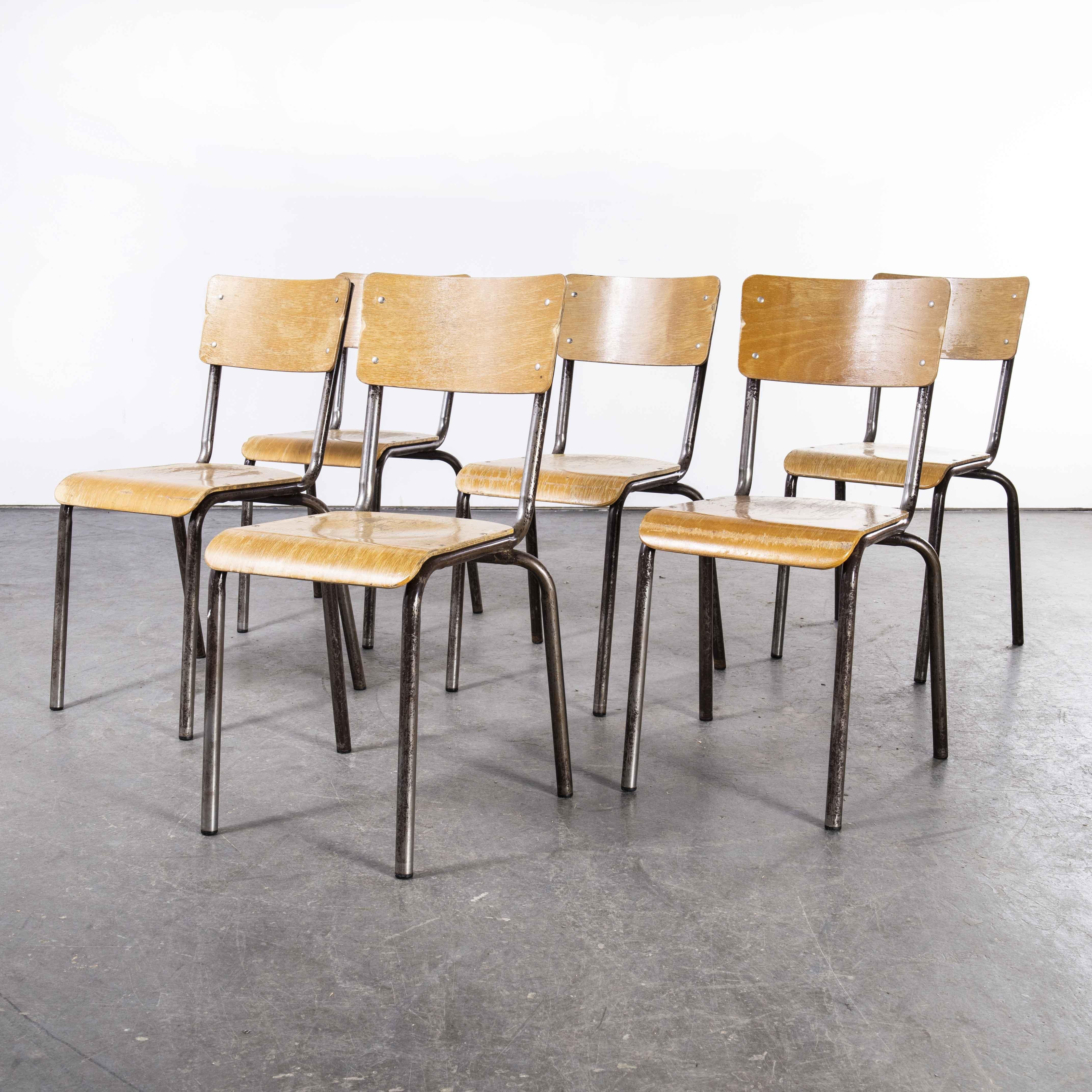1960's French Mullca Simple Stacking Dining Chairs, Set of Six 2