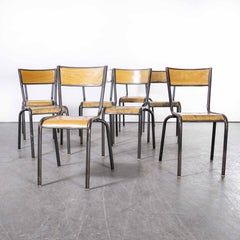 1960's French Mullca Stacking Chair 510, Graphite Frame, Set of Eight