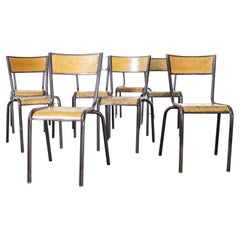 Retro 1960's French Mullca Stacking Chair 510, Graphite Frame, Set of Eight