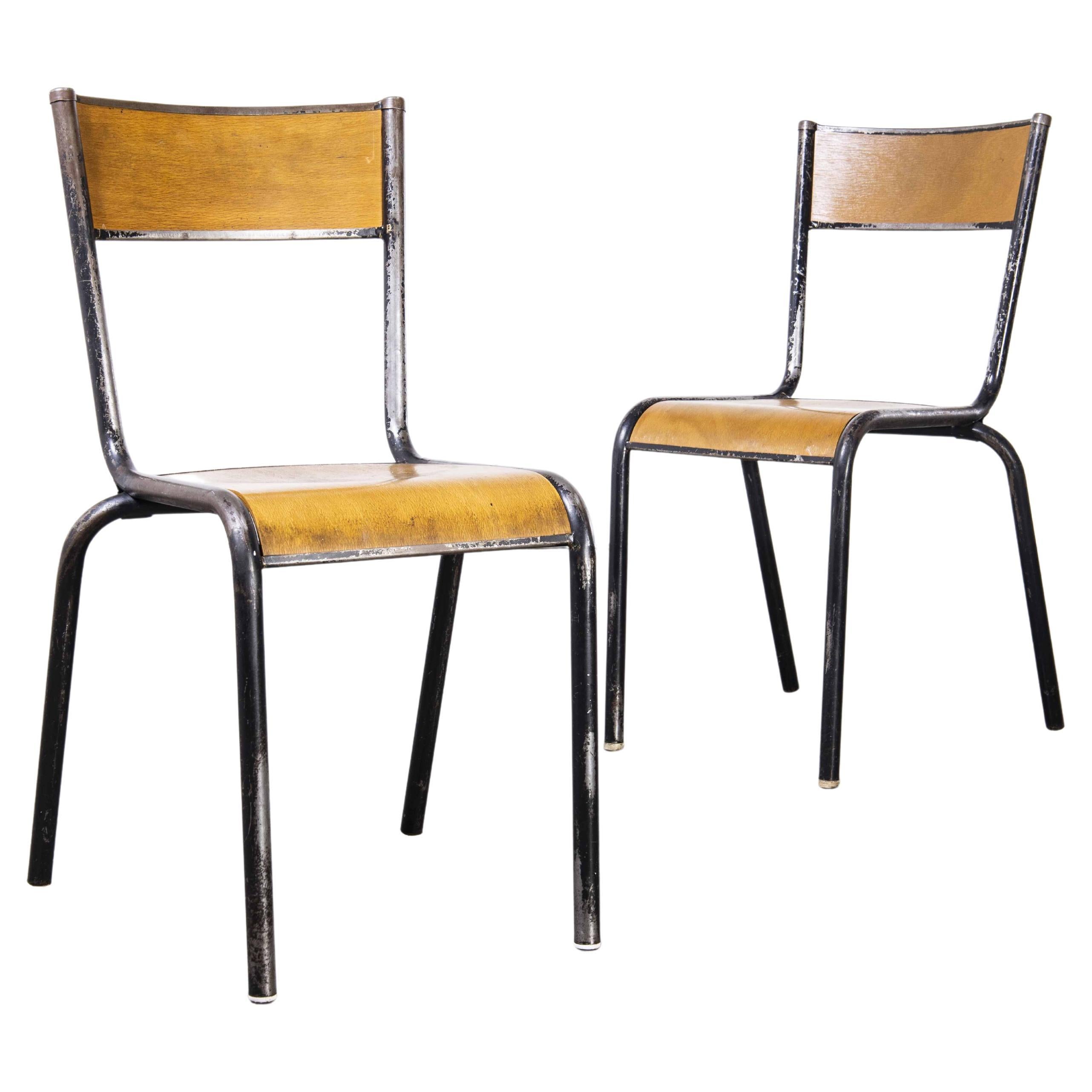 1960's, French Mullca Stacking Chair, Black Frame, Pair For Sale