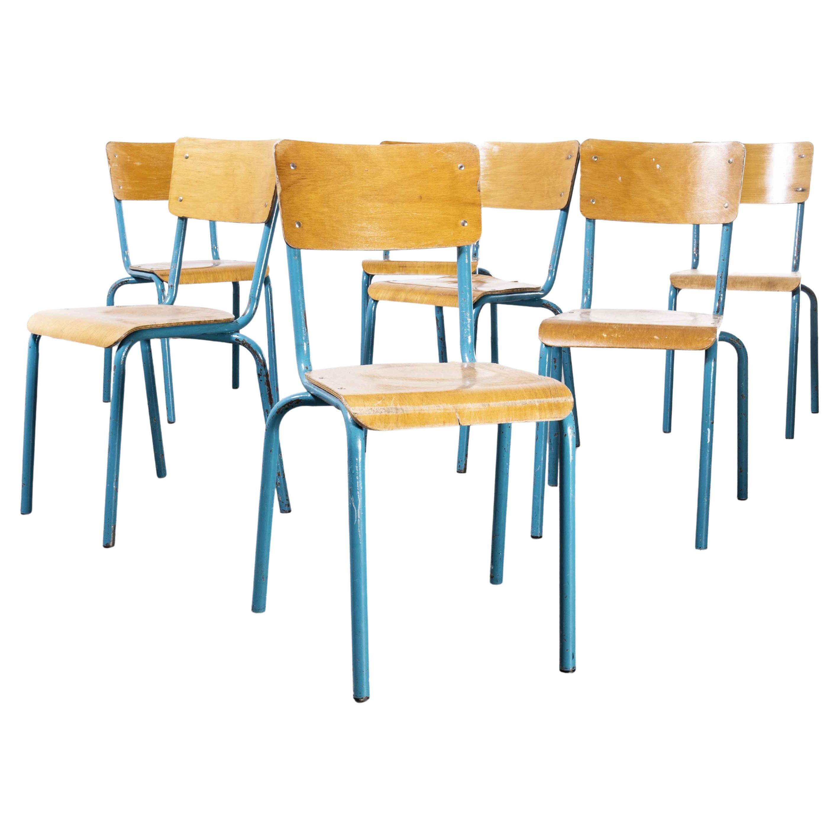 1960's French Mullca Stacking Chair, Light Blue Kick Leg, Set of Seven For  Sale at 1stDibs
