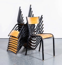 1960's French Mullca Stacking Dining Chair 510 - Black Frame - Good Quantity Ava