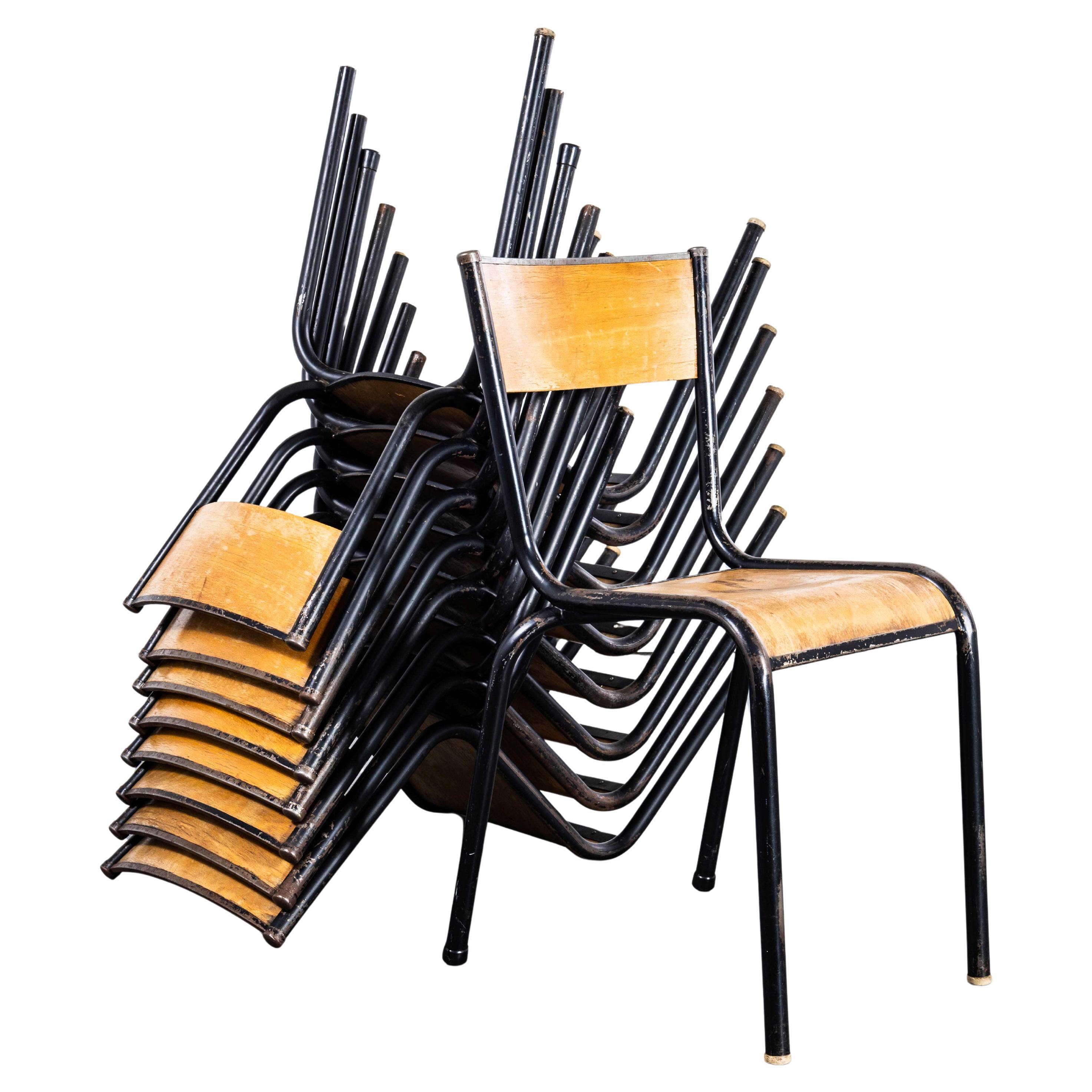 Chaise de salle à manger empilable Mullca des années 1960 510 - Structure noire - Bonne quantité Ava
