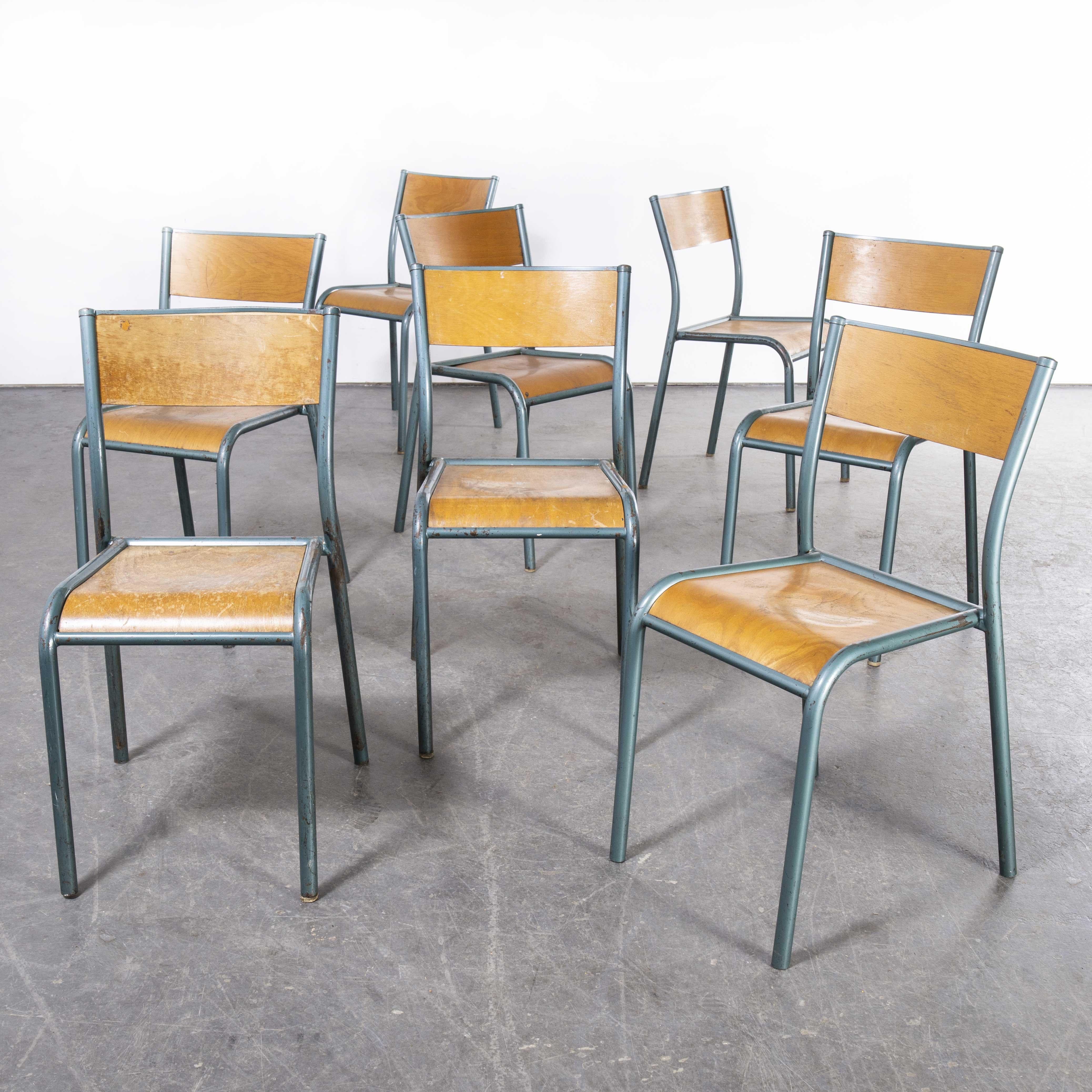 1960's French Mullca Stacking, Dining Chairs, Aqua Model 510, Set of Six For Sale 1