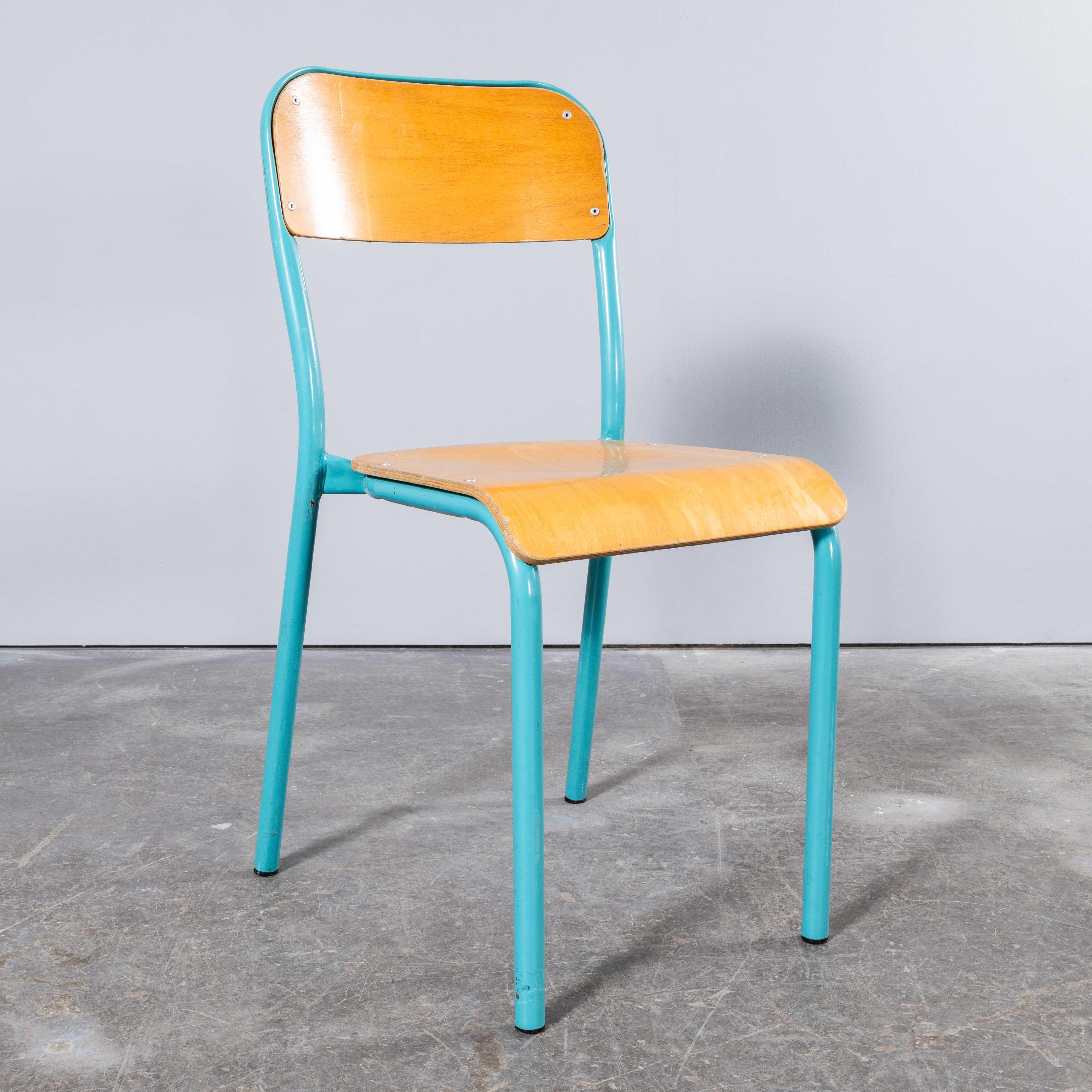 1960's French Mullca Stacking Dining Chairs Vivid Blue Model D - Set Of Nine 5