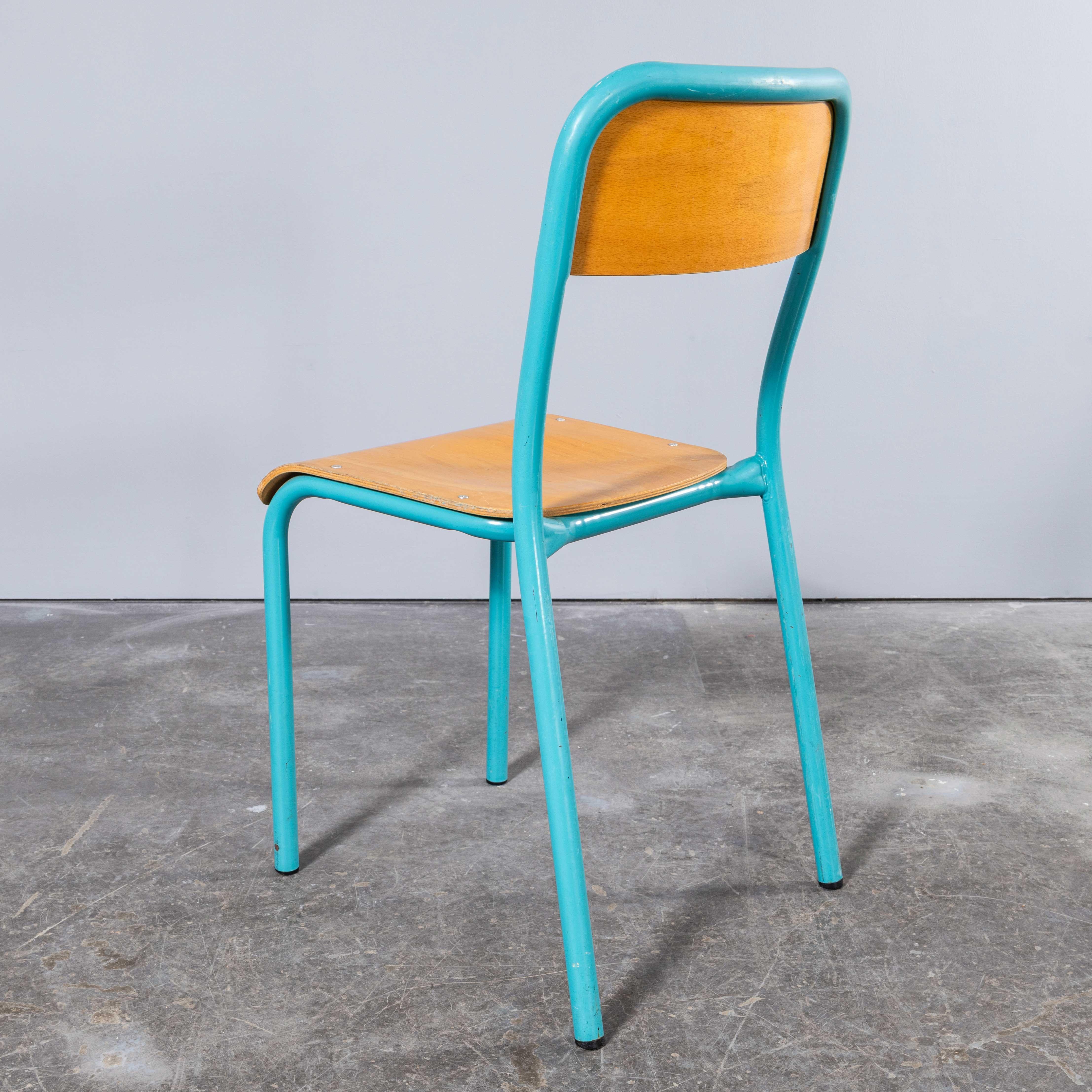 1960's French Mullca Stacking Dining Chairs Vivid Blue Model D - Set Of Nine 6