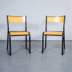 1960's French Mullca Stacking Sled Dining Chairs - Black - Pair