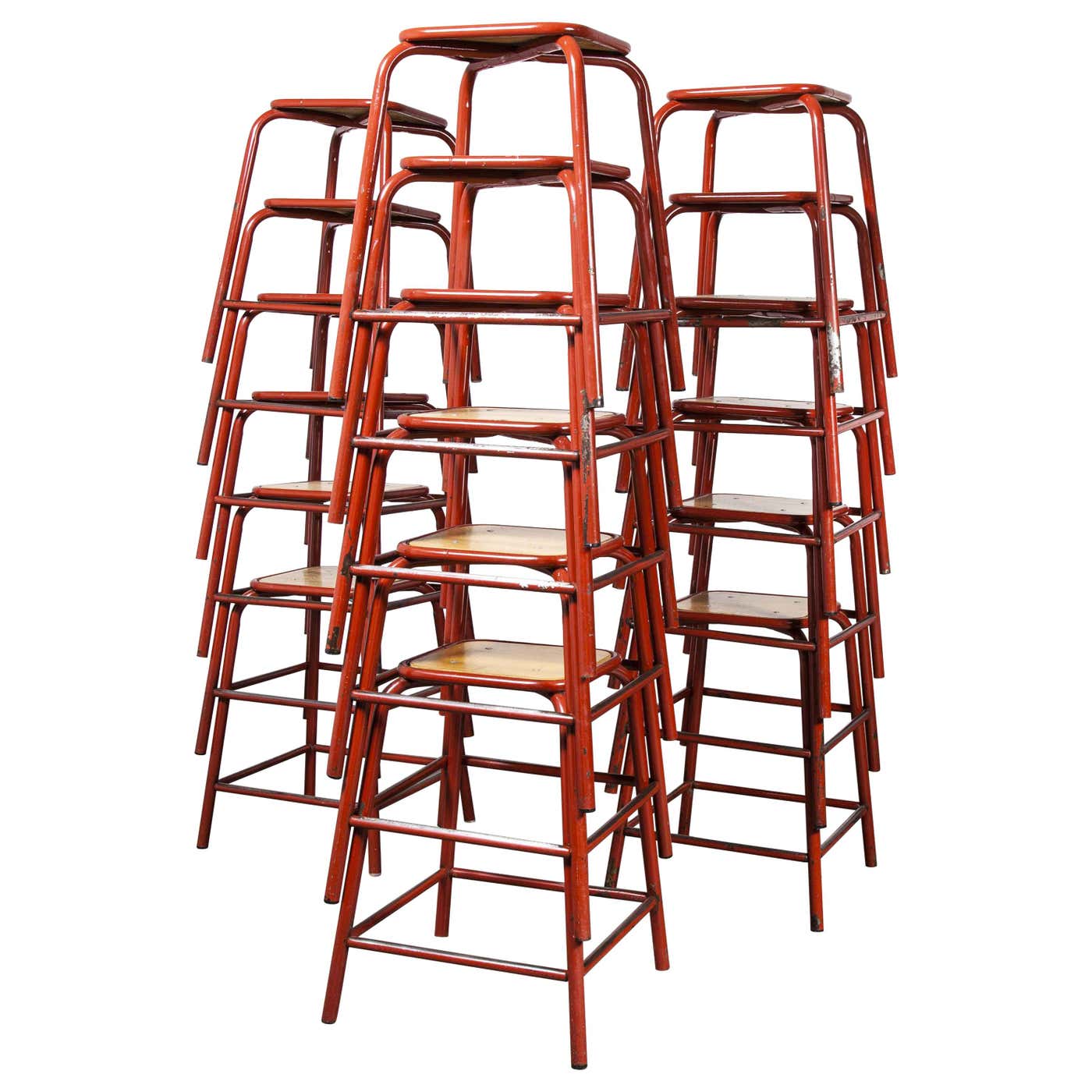 1960's French Mullca Vintage Stacking Laboratory Stool, Red - LAST FEW ...