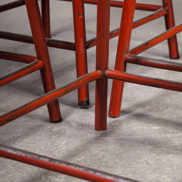 1960's French Mullca Vintage Stacking Laboratory Stool, Red, Set of ...
