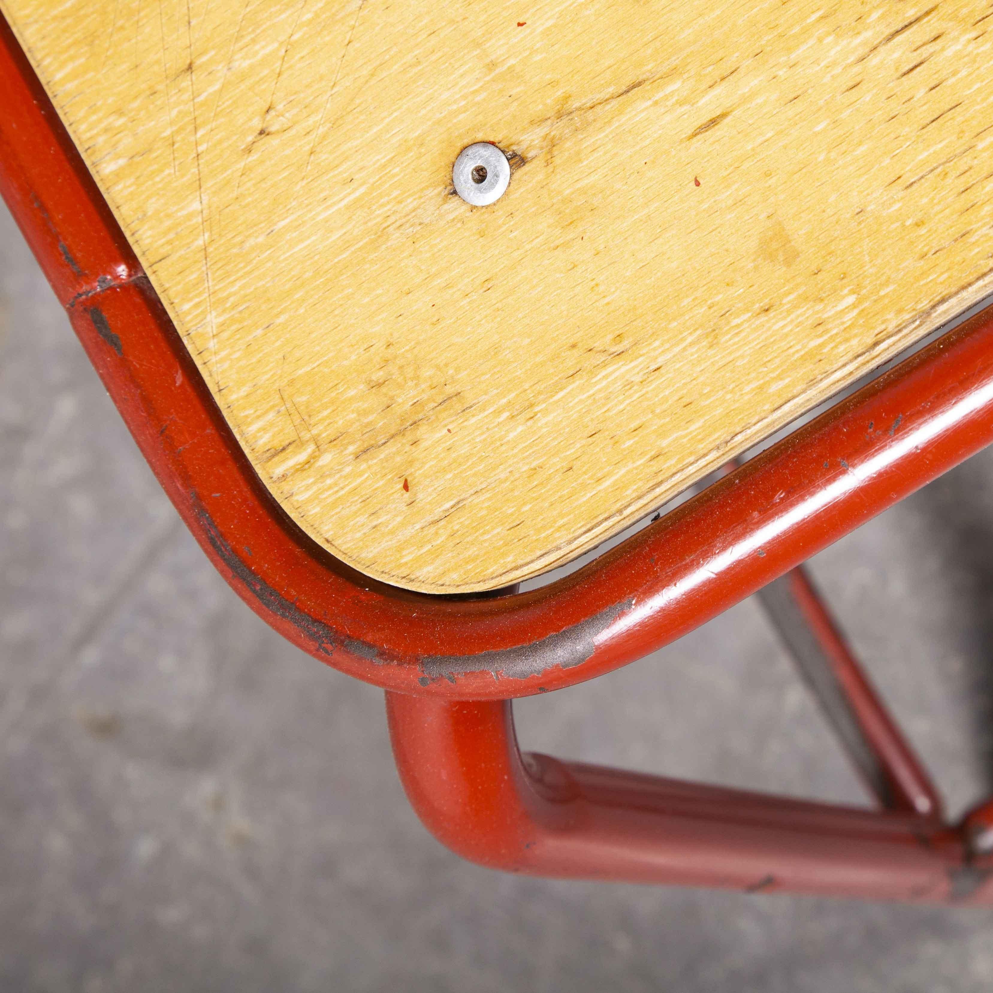 Mid-20th Century 1960's French Mullca Vintage Stacking Laboratory Stool, Red - LAST FEW REMAINING For Sale