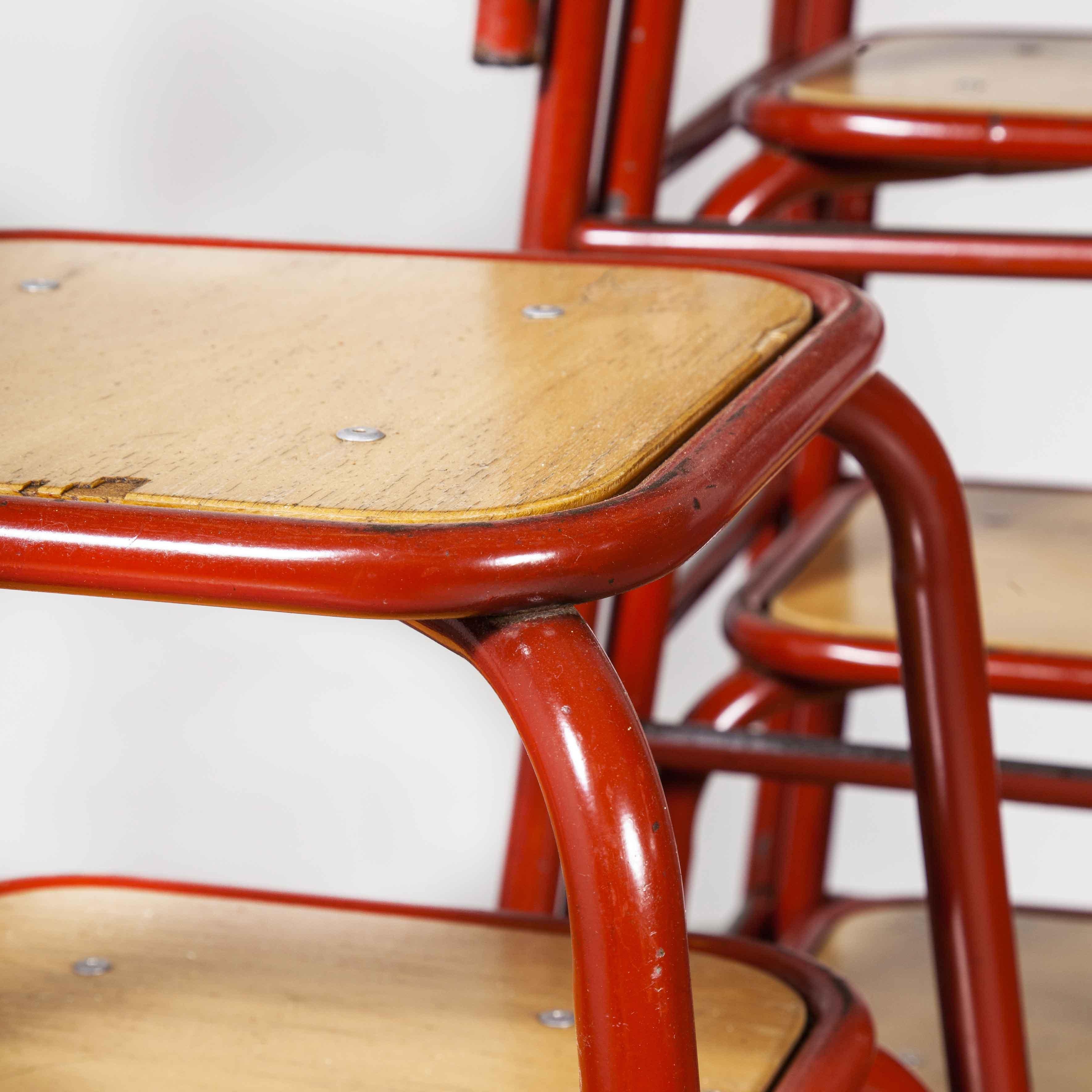 Metal 1960's French Mullca Vintage Stacking Laboratory Stool, Red - LAST FEW REMAINING For Sale