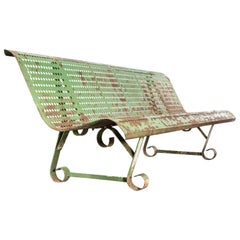 1960's French Municipal Garden Bench - Scroll Feet
