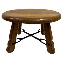 1960s French Oak and Wrought Iron Coffee Table