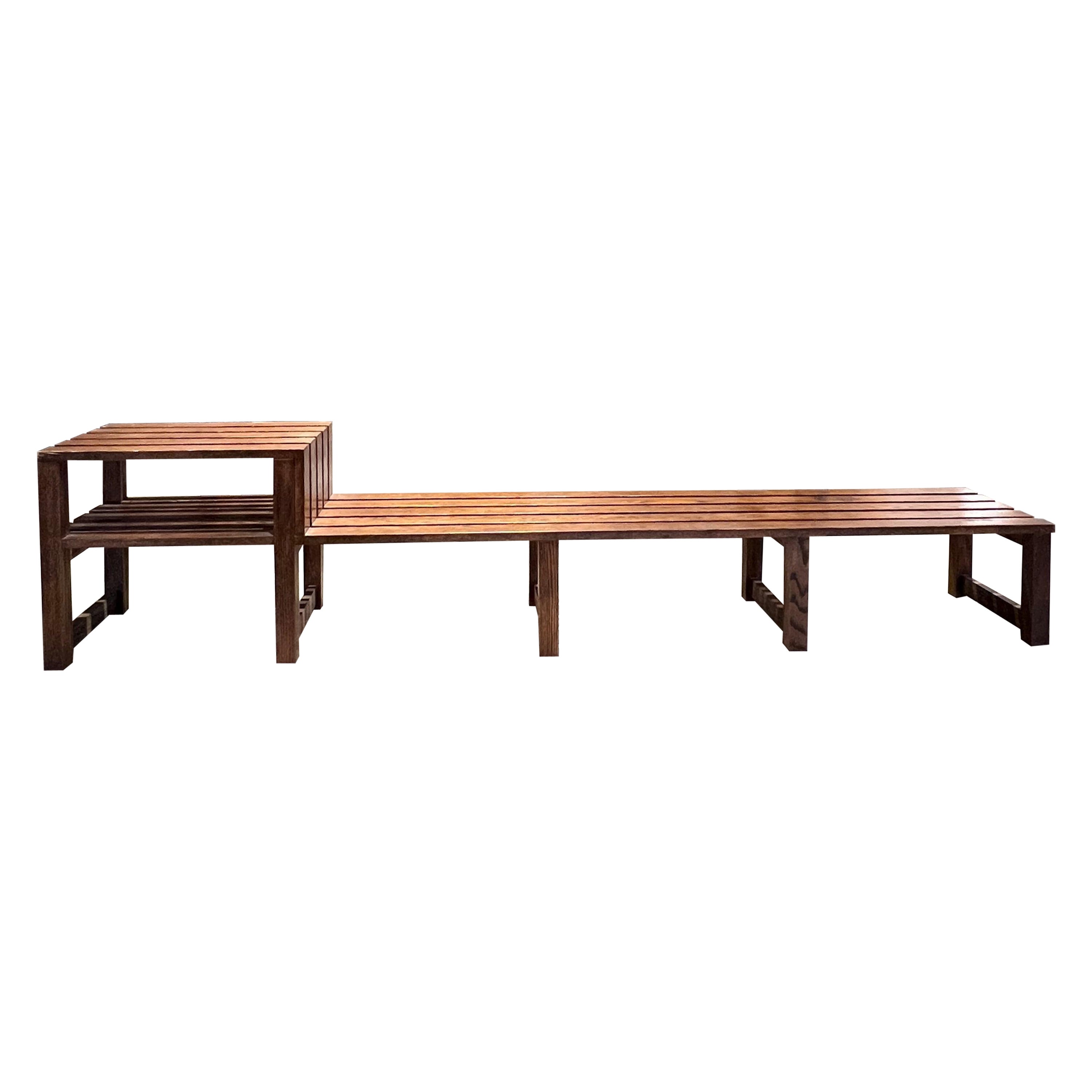 Banc en chêne français des années 1960