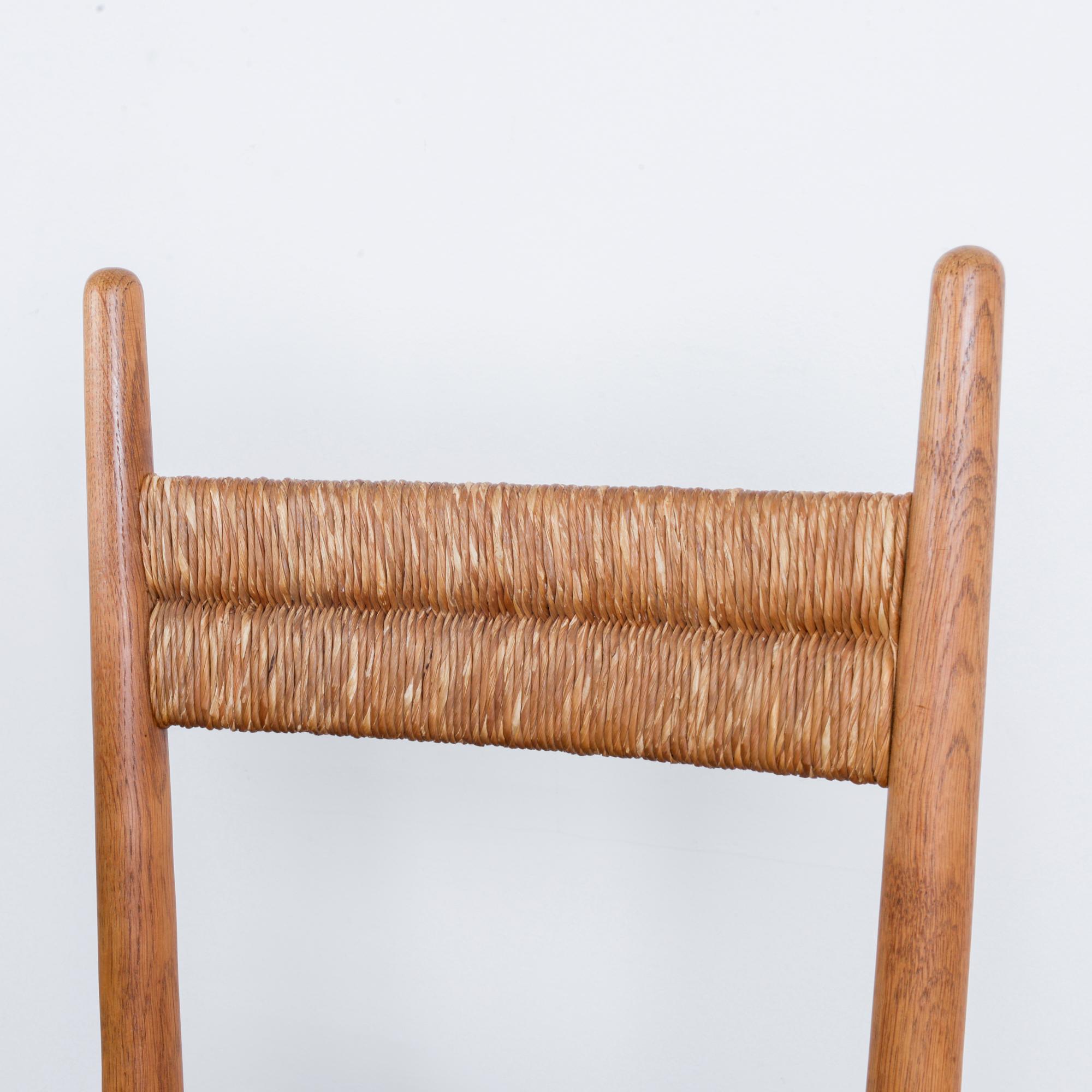 1960s French Oak Chairs with Woven Seats and Backs, Set of Six 4
