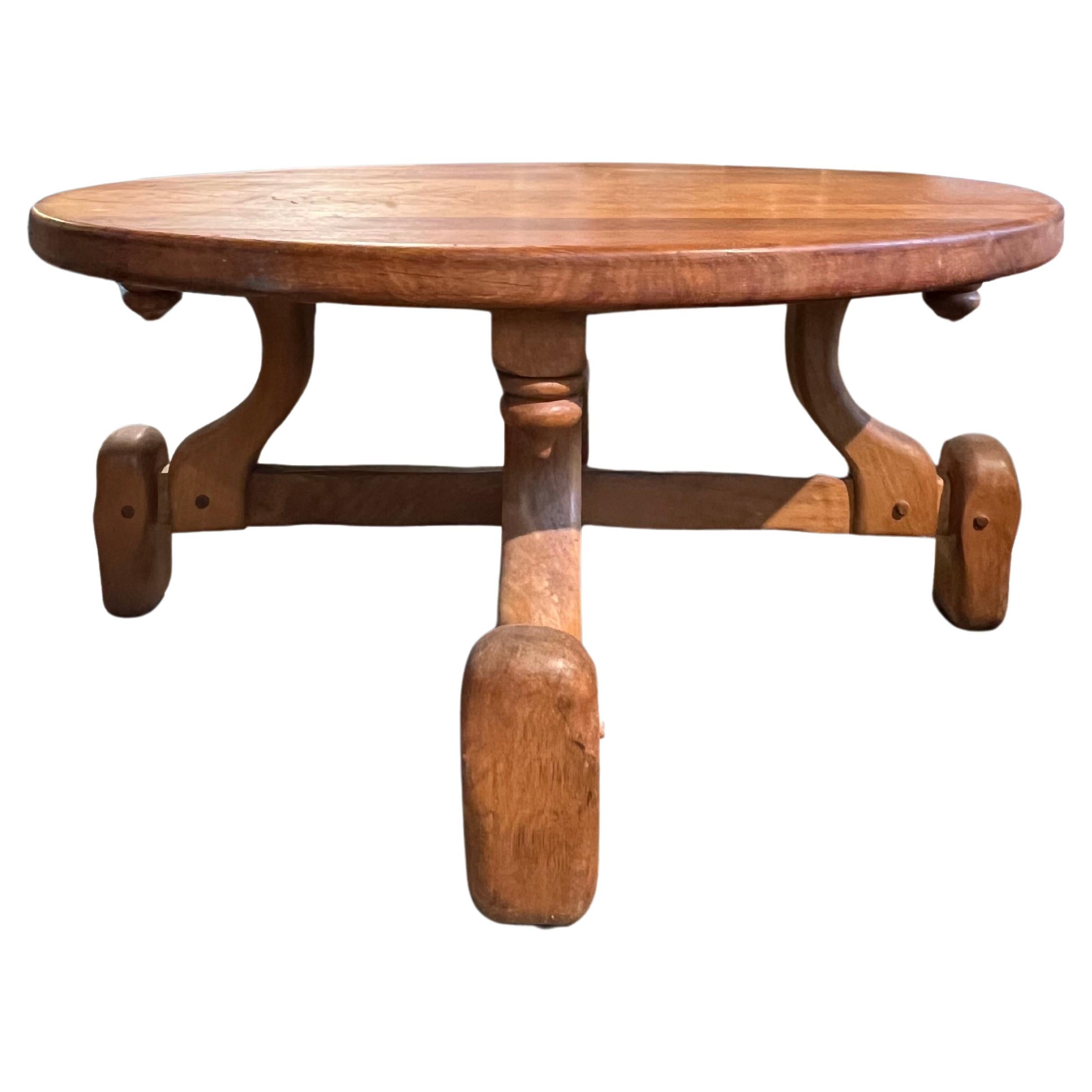 1960’s French Oak Coffee Table by Guillerme at Chambron 