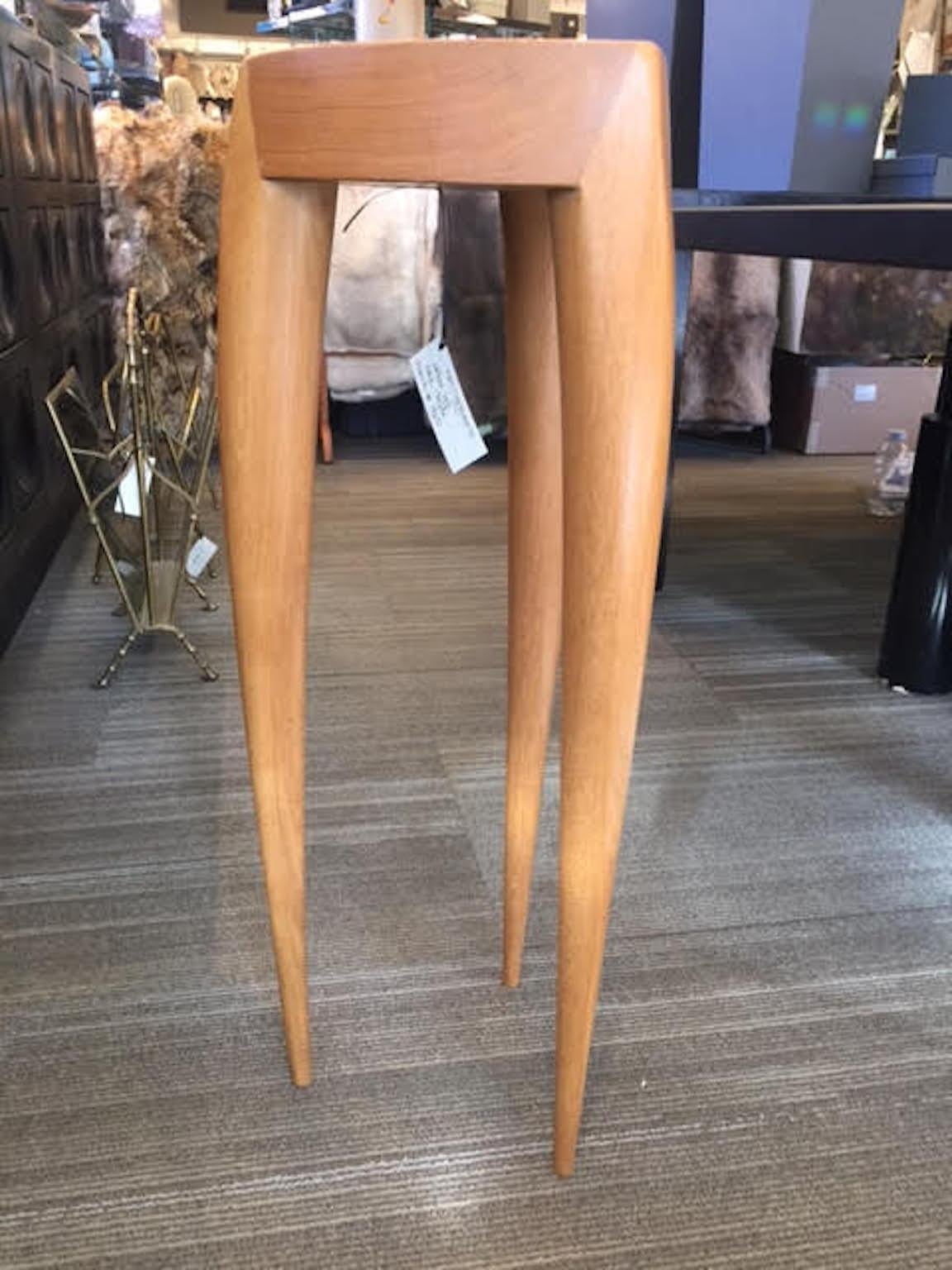 Mid-20th Century 1960s French Oak Saber Tri Legs Side Table