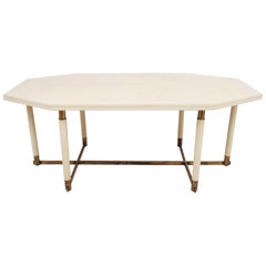 1960s French Octagonal Leather Table by Maison Jansen