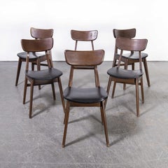 1960's French Original Mid Century Saddle Seat Dining Chairs, Set Of Six