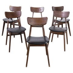 1960's French Original Mid Century Saddle Seat Dining Chairs, Set Of Six