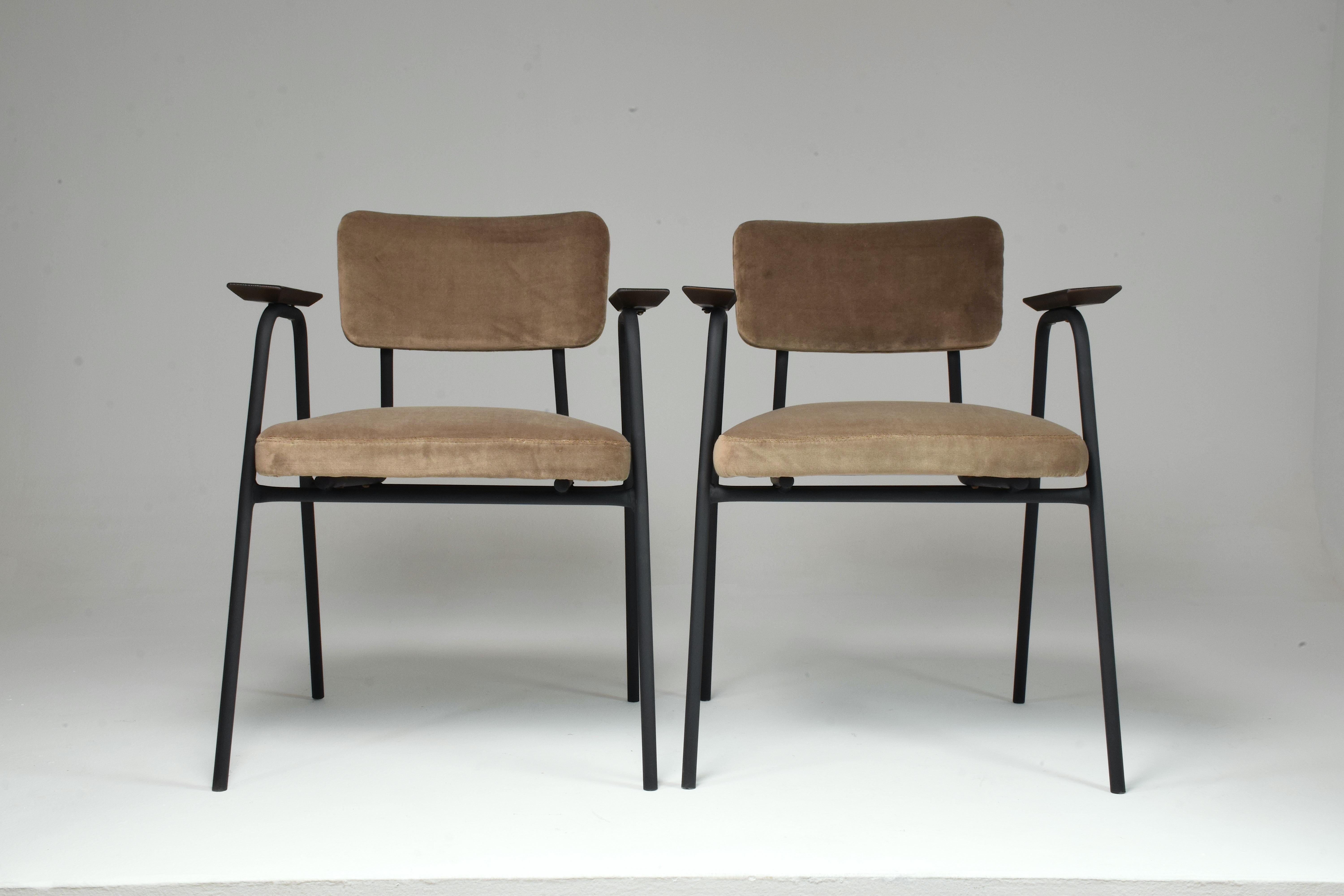 Steel 1960's French Pair of Armchairs by Pierre Guariche 